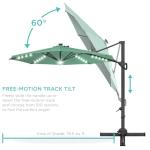 10ft Solar LED Cantilever Patio Umbrella with Lights
