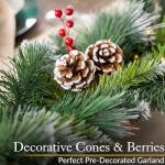 Christow Christmas Garland with Pine Cones and Berries 2.7m / 9ft, Luxury Thick Artificial Frosted Spruce Decoration for Fireplace and Stairs 2022