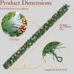 Christow Christmas Garland with Pine Cones and Berries 2.7m / 9ft, Luxury Thick Artificial Frosted Spruce Decoration for Fireplace and Stairs 2022