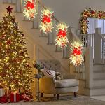 Wreath Prelit Stairway Swag Trim,Christmas Garland with Lights Cordless Prelit Stairs Decoration Holiday Classics Stair Swag Christmas Swag for Stairs Fireplaces Garden (Red)