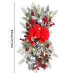 Wreath Prelit Stairway Swag Trim,Christmas Garland with Lights Cordless Prelit Stairs Decoration Holiday Classics Stair Swag Christmas Swag for Stairs Fireplaces Garden (Red)