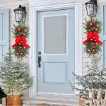 Prelit Christmas Wreath Stairway Garland with Lights