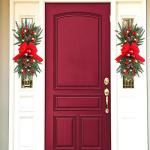 Prelit Christmas Wreath Stairway Garland with Lights