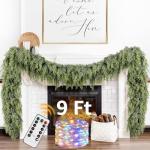 Lighted Cedar Christmas Garland for Mantle, 9ft