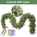 Lighted Cedar Christmas Garland for Mantle, 9ft