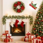9ft Snow-Tipped Spruce Christmas Garland with Berries