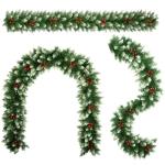 9ft Snow-Tipped Spruce Christmas Garland with Berries