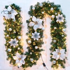 Warm White Lighted Christmas Garland, 270 cm