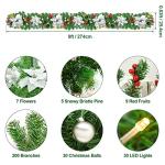 Warm White Lighted Christmas Garland, 270 cm