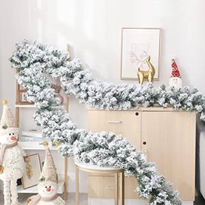 8.8ft Snowy Pine Christmas Garland for Decor