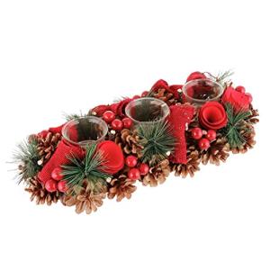 Red Winter Rose Candle Holder for Christmas Decor
