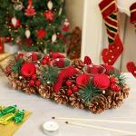 Red Winter Rose Candle Holder for Christmas Decor
