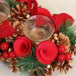 Red Winter Rose Candle Holder for Christmas Decor