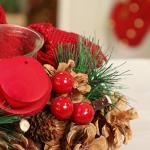 Red Winter Rose Candle Holder for Christmas Decor