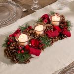 Red Winter Rose Candle Holder for Christmas Decor