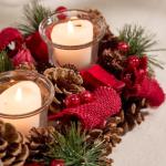 Red Winter Rose Candle Holder for Christmas Decor