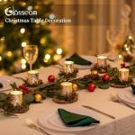 Gold Christmas Candle Holders with Wreath - Set of 6