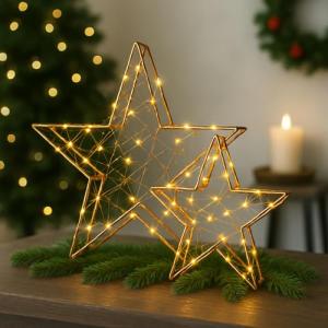 Battery-Operated LED Star Set for Christmas Decor