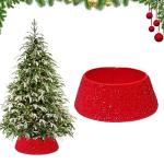 Red Glitter Christmas Tree Skirt for Holiday Decor