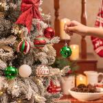 30pcs Country Red, Green & White Christmas Baubles