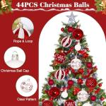 44PCS Red and White Christmas Baubles Set