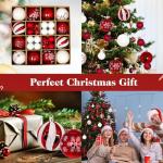 44PCS Red and White Christmas Baubles Set