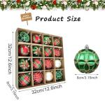 16pcs Shatterproof Red Green Gold Christmas Baubles