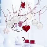 Glittery White Christmas Tree Baubles Set - 9 Pcs