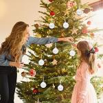Glittery White Christmas Tree Baubles Set - 9 Pcs