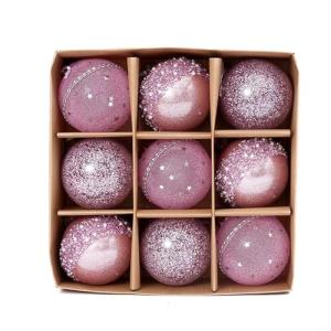 WIIYENA 9 Pcs Christmas Tree Ornaments 8CM Hanging Balls Holiday Decorations Plastic Baubles for Indoor Outdoor Festive Party Wedding Decor(Pink)