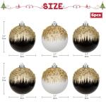 Oairse 8cm Christmas Baubles for Christmas Tree Decorations, 6 pcs White and Black Shatterproof Baubles for Glitter Christmas Tree Balls Ornaments for Xmas Halloween Wedding Party Decoration
