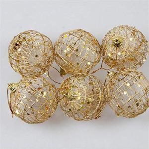 DUORUI 6pcs Christmas Tree Baubles Hanging Balls Glitter Hollow-Carved with Sequins Golden Pendant Decoration Party Holiday Ornament Outdoor Indoor