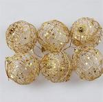 DUORUI 6pcs Christmas Tree Baubles Hanging Balls Glitter Hollow-Carved with Sequins Golden Pendant Decoration Party Holiday Ornament Outdoor Indoor