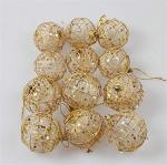 DUORUI 6pcs Christmas Tree Baubles Hanging Balls Glitter Hollow-Carved with Sequins Golden Pendant Decoration Party Holiday Ornament Outdoor Indoor