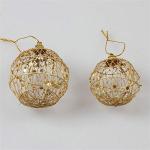 DUORUI 6pcs Christmas Tree Baubles Hanging Balls Glitter Hollow-Carved with Sequins Golden Pendant Decoration Party Holiday Ornament Outdoor Indoor