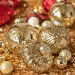 KI Store Mercury Glass Christmas Tree Ornaments Champagne Gold 80mm 120mm Set of 8 Hanging Christmas Baubles Finials for Xmas Tree Decoration Holiday Décor