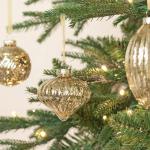 KI Store Mercury Glass Christmas Tree Ornaments Champagne Gold 80mm 120mm Set of 8 Hanging Christmas Baubles Finials for Xmas Tree Decoration Holiday Décor
