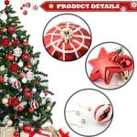 PanAcratis 44 PCS Xmas Ball Decorations Sparkling Baubles Balls, Shatterproof Hanging Ornaments, Red and White, Plastic, Christmas, Traditional