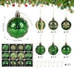 12 pcs Green Christmas Ball Ornaments 60mm/2.4" Shatterproof Plastic Balls Christmas Tree Hanging Ornaments for DIY Xmas Holiday Wedding Party Home Decorations…