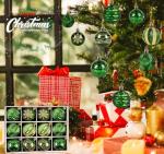 12 pcs Green Christmas Ball Ornaments 60mm/2.4" Shatterproof Plastic Balls Christmas Tree Hanging Ornaments for DIY Xmas Holiday Wedding Party Home Decorations…