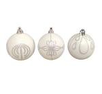 Set of Nine White Christmas Tree Baubles, Plastic (6cm) by Christmas Direct