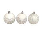 Set of Nine White Christmas Tree Baubles, Plastic (6cm) by Christmas Direct