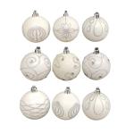 Set of Nine White Christmas Tree Baubles, Plastic (6cm) by Christmas Direct