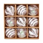 Shatterproof Baubles Set - 9 Pcs Christmas Tree Decorations, Glitter Balls Xmas Hanging Decor (White)