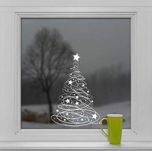 Swishy Tree Christmas Window Stickers with Extra Stars