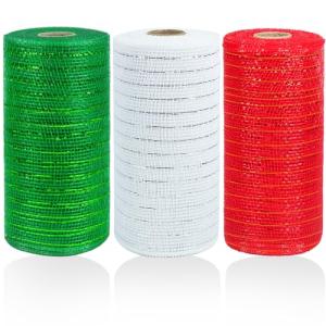 Christmas Deco Mesh Ribbon for Wreaths - 3 Rolls