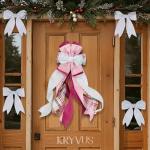64MM X 9M White Plaid Velvet with Silver pattern Christmas Ribbon with Wired Edge, Ribbon,
