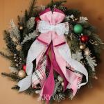 64MM X 9M White Plaid Velvet with Silver pattern Christmas Ribbon with Wired Edge, Ribbon,