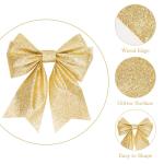 KINGLAKE Gold Wired Glitter Christmas Ribbon , 10 Metres Metallic Wrapping Ribbon for Gift Wrapping, Wreaths, Crafts, Christmas Trees & Weddings - 10m