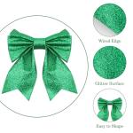 KINGLAKE Green Wired Glitter Christmas Ribbon, 6cm Wide, 10m Long for Gift Wrapping, Decorative Sparkly Metallic Ribbon for Wreaths, Crafts, Christmas Trees & Wedding Decorations